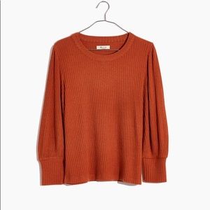 Madewell Brushed Rib Pleat-Sleeve Top